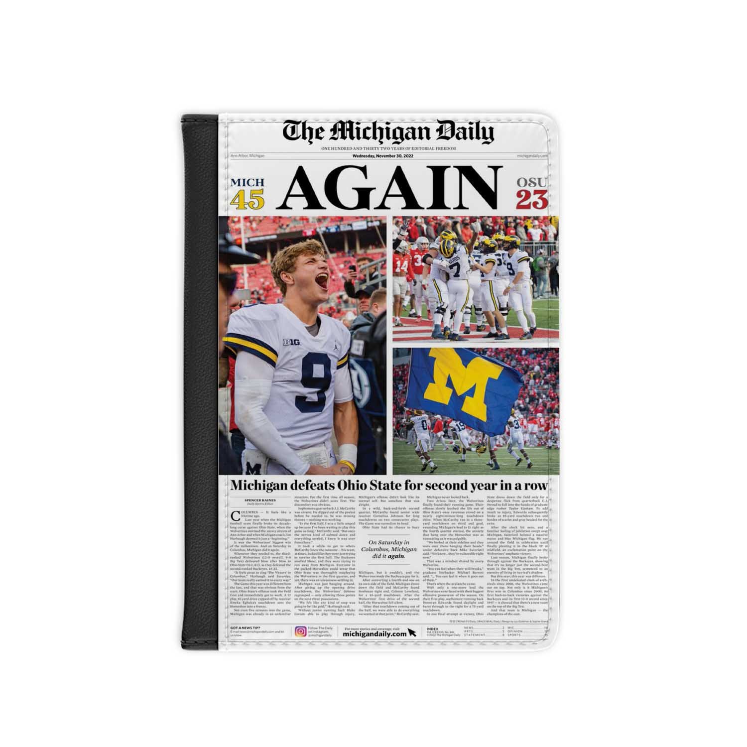Blackdop 11 30 The Michigan Daily Front Passport