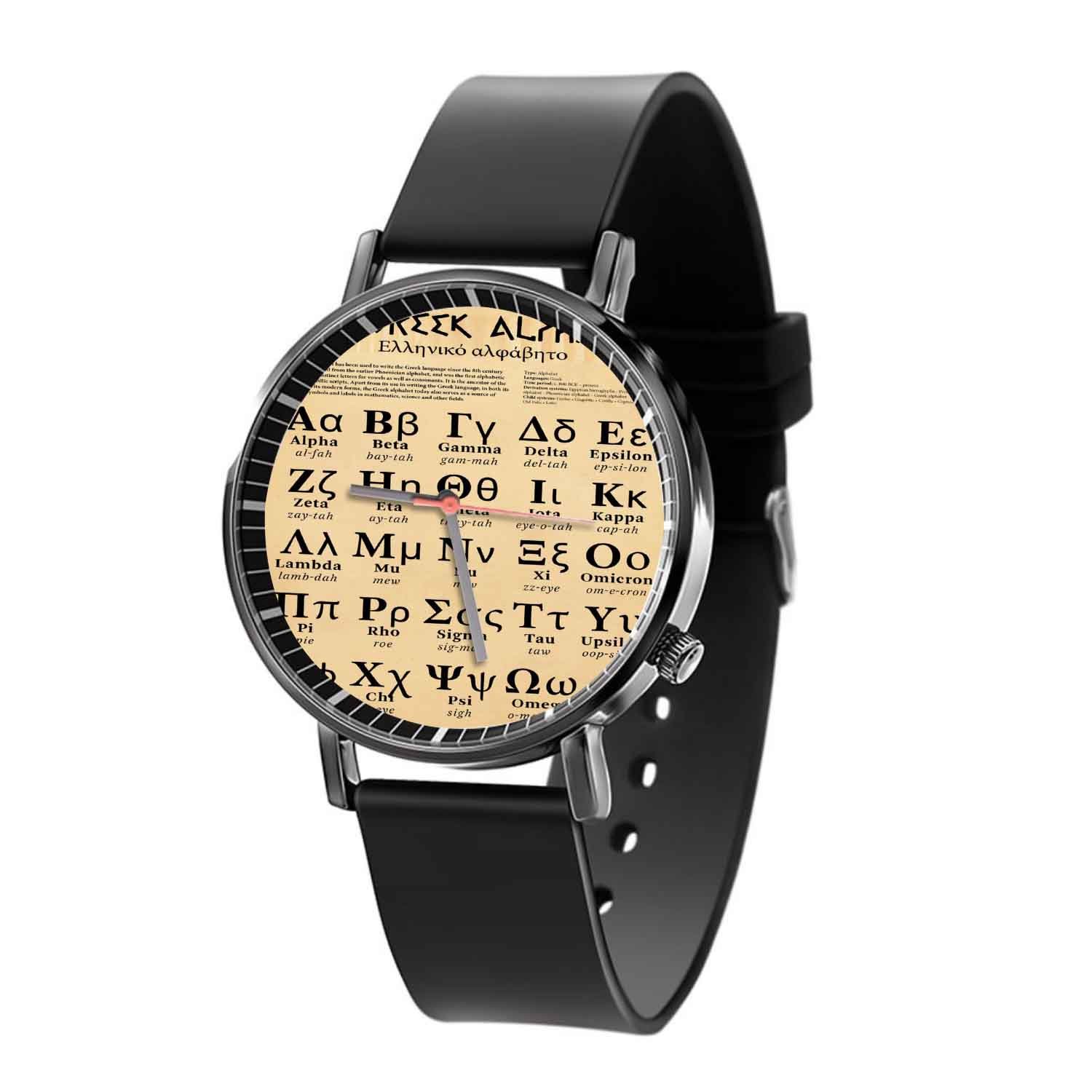 Blackdop Alphabet Greek Ancient Alphabet Quartz Watch