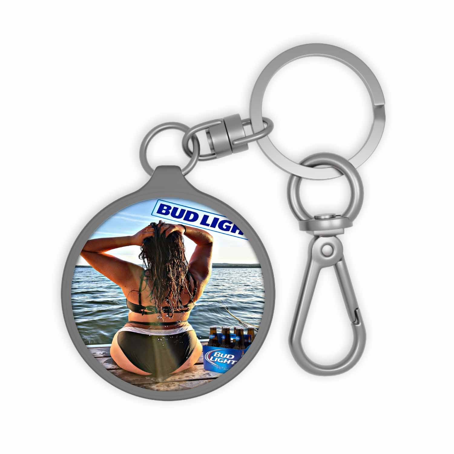 Blackdop Bud Light Beer Poster Girl Keyring Tag
