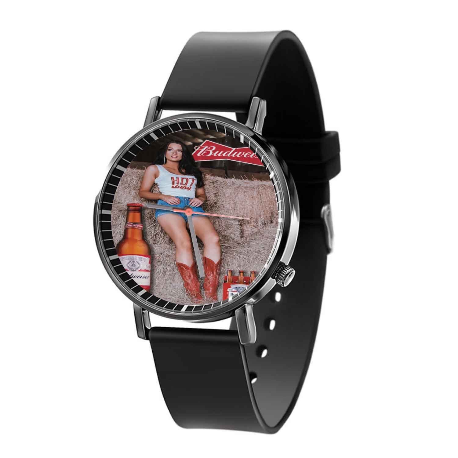 Blackdop Budweiser Beer Poster Girl Quartz Watch
