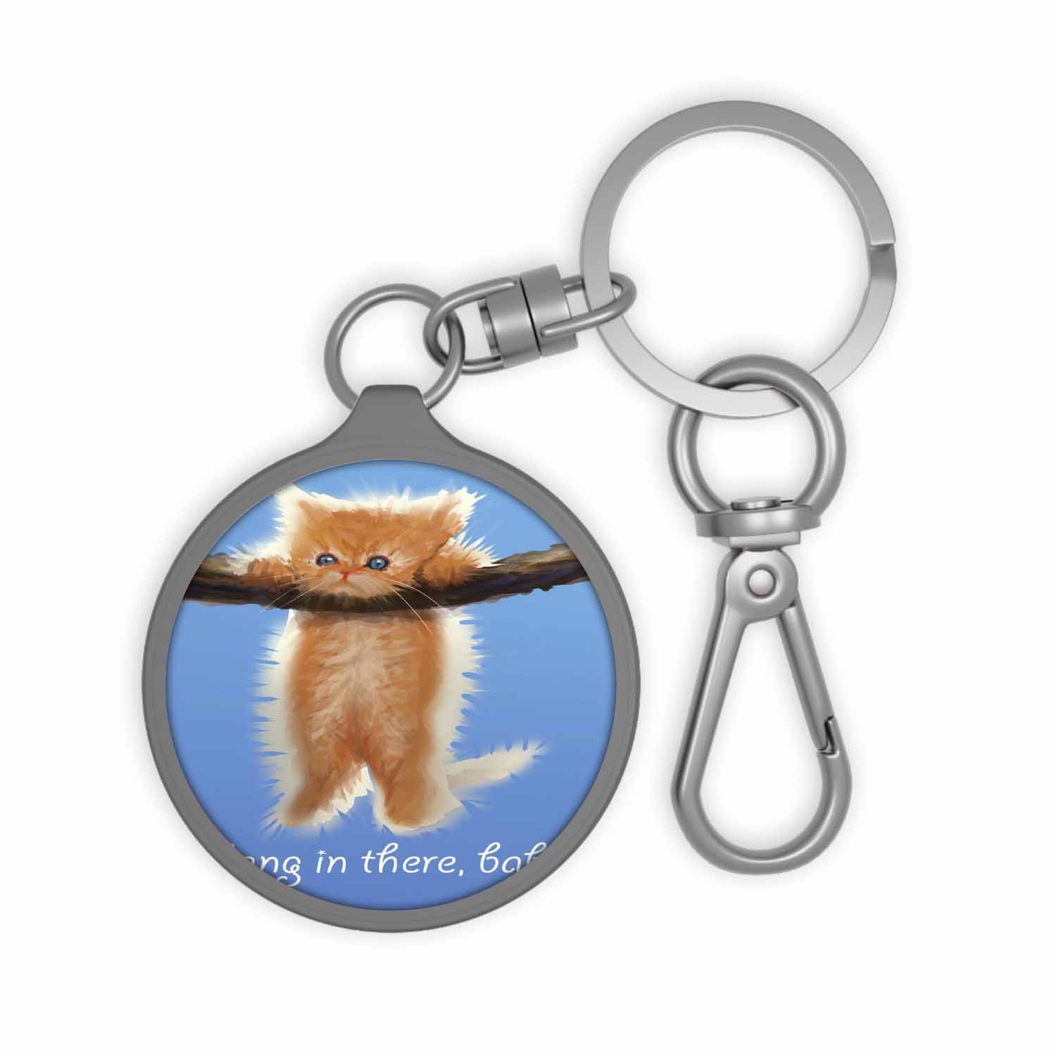 Blackdop Hang In There Cat Kitten Keyring Tag